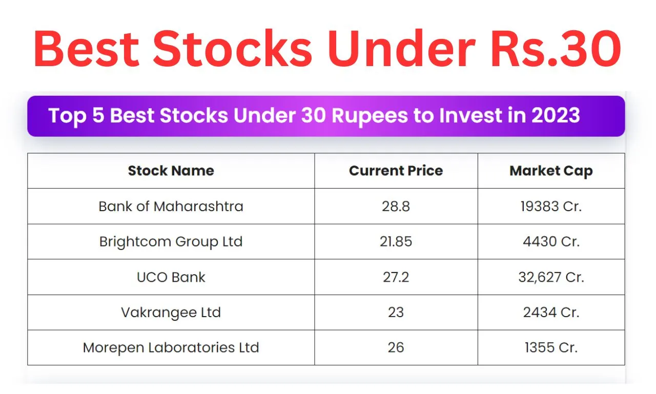 Top 5 Best Stocks Under 30 Rupees to Invest in 2024